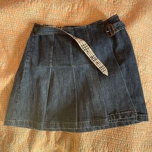 Denim vintage Burberry classic tennis wrap
skirt